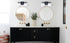 Modern Black Two Globe Vanity Light Milky Glass